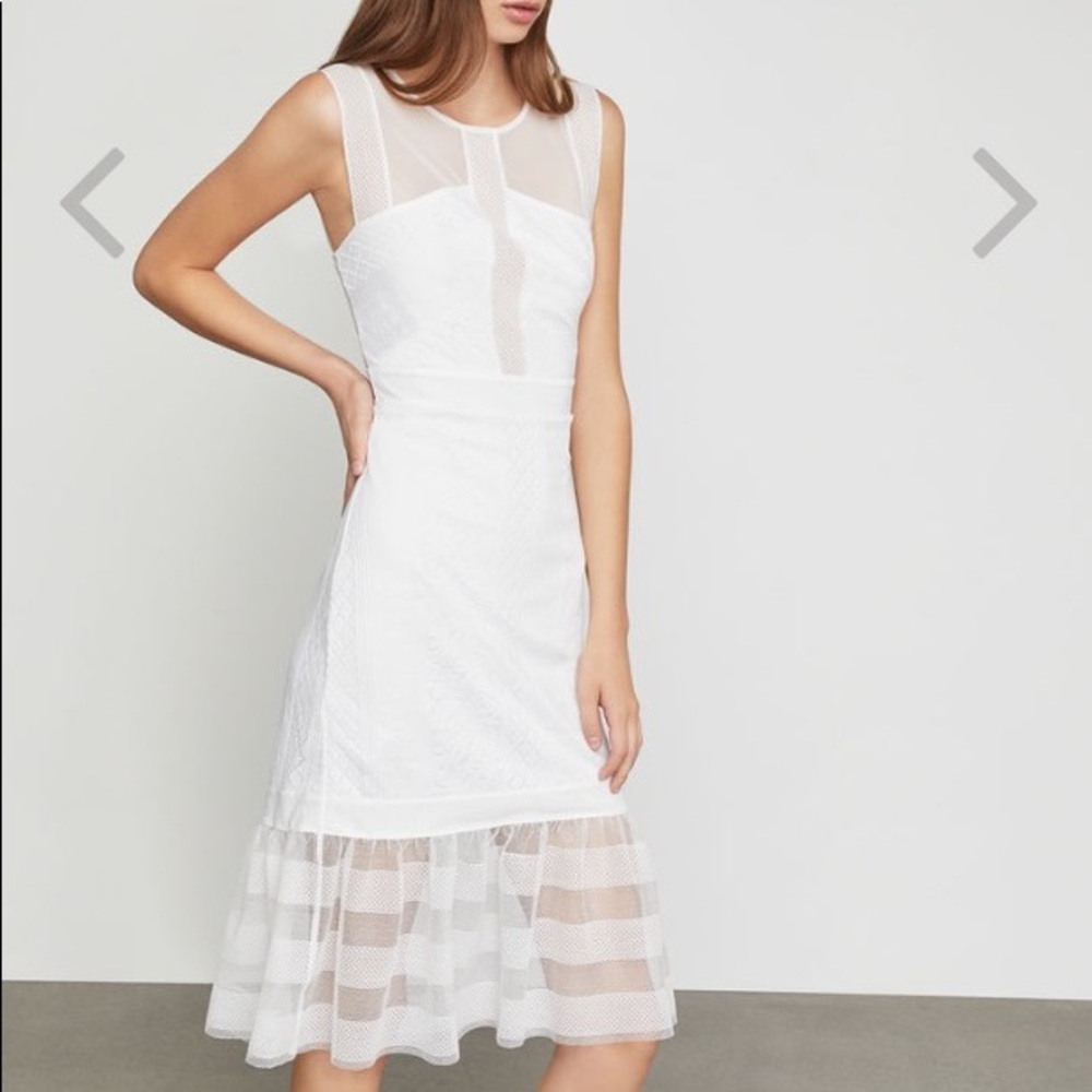 BCBG white lace sheath dress